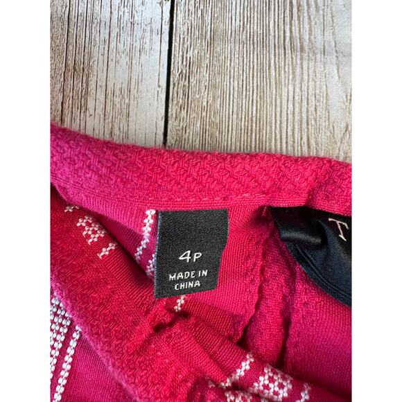 Talbots Skirt Womens 4P Hot Pink White Embroidery A Line Side Zip Casual Career - Picture 8 of 8